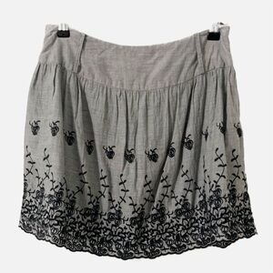 Rue21 100% Cotton Embroidered Fully Lined Gathered Mini Skirt Wide Waistband⬛️⬜️
